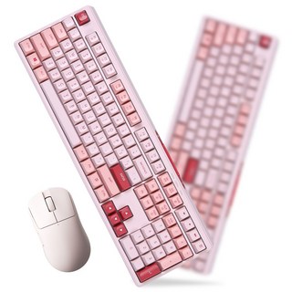 몬스타 가츠 X108 SE 멤브레인 유선 저소음 키보드마우스 세트, 인체공학, 딸기샤베트, X108SE
