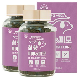 강아지 피부병 곰팡이성 피부염 피부영양제 발습진 아토피 모낭충 댕이수랏간 침향 피부&피모 100g, 2개, 피부/피모, 99정