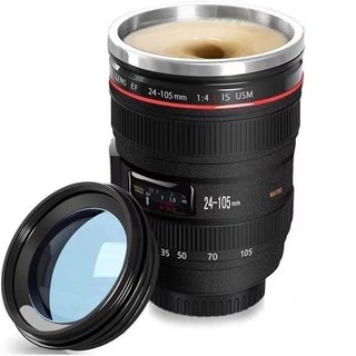 카메라 렌즈 진공 스테인리스 텀블러 커피 머그잔 - 400ML, 블랙 * 1개, 1개