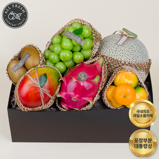 프리미엄 병문안 과일선물세트 친환경 포장 3호 3.7kg이상 제철과일 특품 6종 (멜론 샤인머스캣 외)