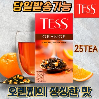 테스 오렌지 홍차 TESS ORANGE 천연 오렌지 레몬껍질 함유 (사각티백 개별포장), 1개, 25개입, 1.5g