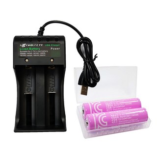 스카이울프아이 18650 3000mAh 충전용 배터리 2p + 2구 충전기, 1개입, 1세트