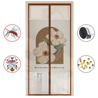 에이치제 현관 방충망 찢어지지 않은 현관모기장 금강망 자석 벨크로 모기 방충 커튼 사생활 보호, 1개