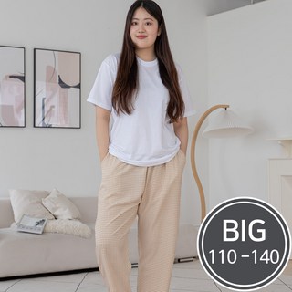 2594 남여공용 빅사이즈 아사체크 9부 잠옷바지