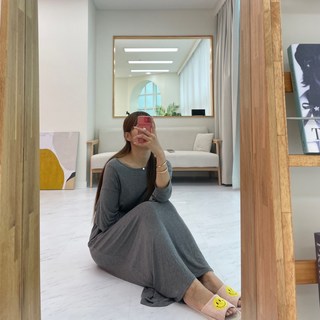 긴팔 롱 스커트 루즈핏 U넥 빅사이즈 임산부 모달 원피스