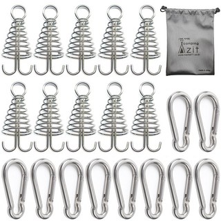 캠핑 아지트 탄소강(CARBON STEEL) 강철 비너 6호 10P + 스프링 오징어 데크팩 10P + 방수 주머니, 1개