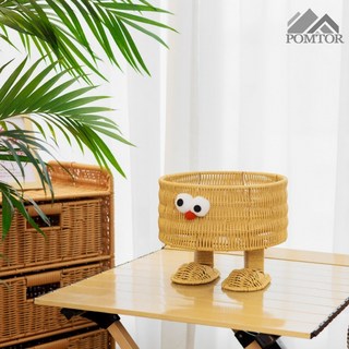 POMTOR 내츄럴 수공예 수납 정리 라탄 바스켓, 1개, 갈색