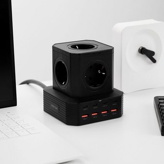 아이정 고용량 100W 초고속 PD충전기 큐브멀티탭 멀티콘센트 2M, 블랙, 1개