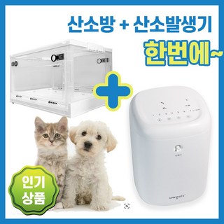 강아지 산소방 산소발생기 고양이 애견 반려견 가정용, 본체+중형 산소방, 1개