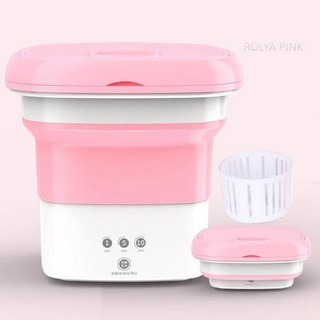미니 세탁기 소형 의류용 USB 8L 휴대용 초음파 터보 버킷 클리너 속옷 양말 세탁물 가정용 여행용, Folding Pink_미국