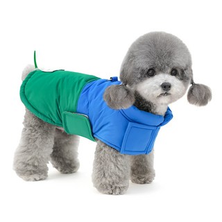 준성펫 투톤 벨크로 강아지 패딩 조끼 하네스 애견 겨울 옷 아우터 소형견 중형견 반려견 의류, 1개, 블루 우분트하네스패딩