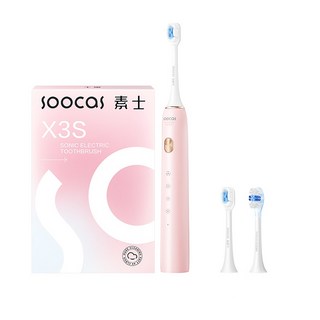 샤오미 수카스 X3S 전동칫솔 음파칫솔 칫솔본체+칫솔모 2개 IPX8방수, 핑크색, 1개