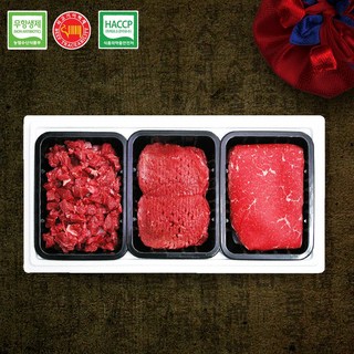 [무항생제 한우선물세트] 한우지애 9호 1.2kg (국거리400g+불고기400g+산적400g) (1등급), 1개