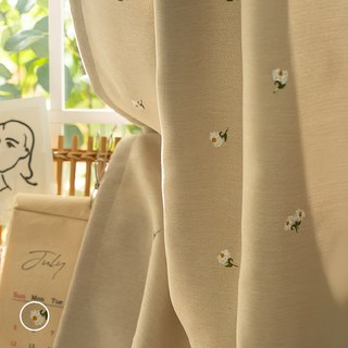 DECOVIEW 野花刺繡遮光窗簾, 米色+白色+黃色+橄欖色