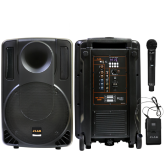 JLAB 이동식앰프 MK-2300Q 블루투스 충전식 스피커앰프 휴대용 행사용 300W, 헤드 마이크 2개