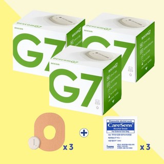 덱스콤 G7 센서 연속혈당측정기 무채혈 3개 (30일 사용) + 얼라이브패치 3매 + 알콜솜 3매, 3세트, 덱스콤G7