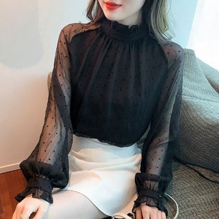 결혼 데일리 출근 레이온 데이트 소매셔링 스판 슬림핏 여성 레이스 블라우스 캐주얼