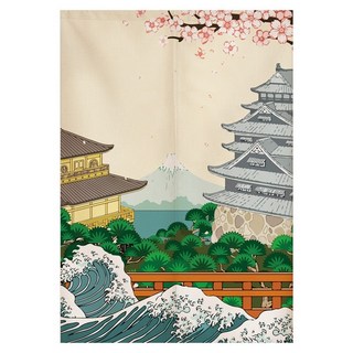 가림막파티션 파티션 가림막 칸막이 인테리어 공간분리 가리개 일 풍경 프린트 문짝 커튼 통기성 내마모성 폴리에스테르 파티션 커튼 호텔 방 욕실 및 스튜디오용, 126.9 85x120cm