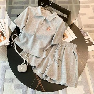 POMTOR 여성용 러블리 스포츠 세트 여름 캐주얼 반팔 반바지 투피스