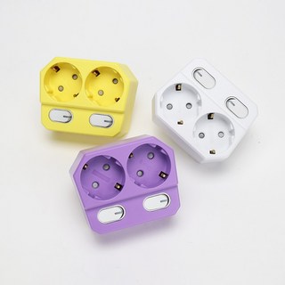 아이정 더좋은 회전형 개별 스위치 2구 멀티탭 콘센트, 1개, 옐로우, 0.1cm