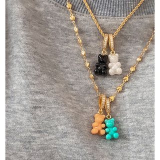 지디 거미베어목걸이 거미베어 하리보젤리 - 우정템 커플템 곰돌이 목걸이 -핑크 민트 검정 흰색 4개펜던트 + 금줄 1개 세트 상품 이미지