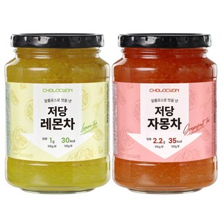 초록원 저당레몬차530g + 저당자몽차530g, 530g, 1세트, 2개입