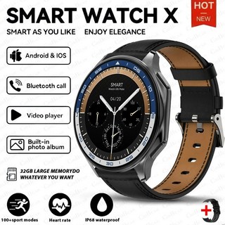 OPPO 명품스마트워치 watch X 2.0 아몰레드 3d 블루투스 통화 음악 비디오 재생, GPS + 블루투스, 4.66cm, 블랙 가죽 벨트