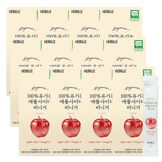 헤밀레 100% 유기농 애사비 스틱 애플사이다비니거 15포, 12박스, 225g