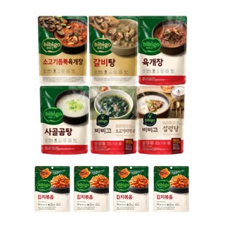 올따옴 추천 비비고 6종 (소고기듬뿍육개장+갈비탕+육개장+사골곰탕+소고기미역국+설렁탕 1개씩)+김치볶음, 500g, 1개