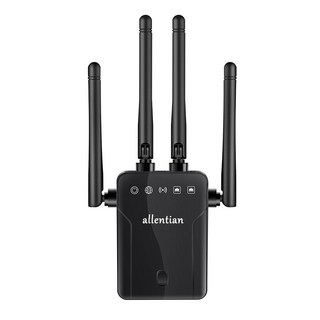 WiFi 확장기 최대 300Mbps 2.4G Wi-Fi 리피터 4개의 안테나1500평방피트 범위 확장기 인터넷 신호 부스터 라우터용 무선 증폭기 M-95B, 검은 색, 1개
