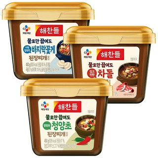해찬들 그대로 끓여먹는 된장찌개 450g (바지락과꽃게+차돌+청양초), 3개