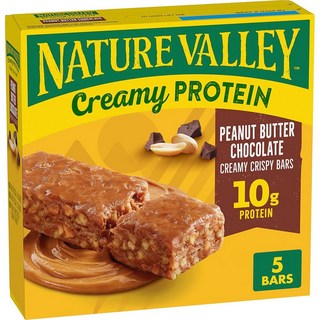 네이처 밸리 크리미 프로틴 바 땅콩버터 초콜릿 단백질 스낵 10g 바 5개 7.45온스, Peanut Butter Chocolate