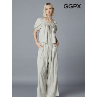 GGPX 썸머 리본 퍼프 블라우스 앤 팬츠 셋업 GO4OP037F
