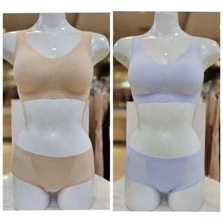 [쇼핑점] 비비안 부드럽고 매끈한 날개 소프트한 매쉬 인컵 터치가 편안한 런닝형 심리스 퓨징 브라 팬티 세트 BR1841A BP1841A