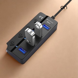 노트북 컴퓨터 USB 3.0 허브 4구 개별 전원 스위치, 1개, 상세페이지 참조