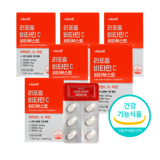 리포좀 비타민C D 비타민씨 효능 리포조말 리포솜 공법 아연 식약처 인증 건강기능식품 1000mg, 6개월, 6개, 30정