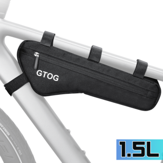 GTOG 대용량 자전거 삼각 프레임 가방 1.5L 자전거 프레임 가방 자전거 가방 라이딩 용품, 검정, 1개