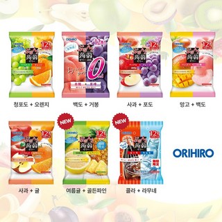 일본 오리히로 짜먹는 곤약젤리 골라 담기 – 여름귤+골든파인 2봉, 콜라+라무네 1봉, 총 12입 240g 3봉 (총 36입)