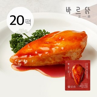 바르닭 소스품은 닭가슴살 양념치킨맛, 100g, 20개