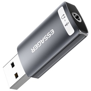 Essager USB C타입 외장형 사운드 카드, USB 단일 포트, 1개