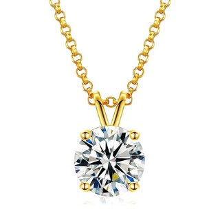 여성용 모이사나이트 목걸이 0.1CT-12.0CT 실험실 제작 다이아몬드 펜던트 18K/옐로우 골드 도금 스털링 실버 목걸이 라운드 모이사나이트 펜던트 다이아몬드 솔리테어 목