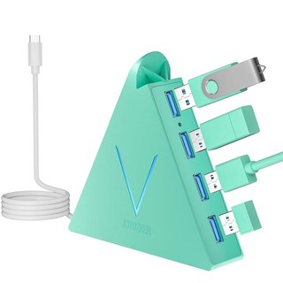 USB C 허브 4 포트 JoyReken USBC to 허브 6.1m(2피트) 확장 케이블 맥북 프로/미니 아이맥 서피스 게이밍 노트북 PS5 플래시 드라이브, Green USB C Hub