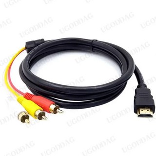 HDMI 호환 3 RCA 비디오 오디오 AV 어댑터 케이블 TV 셋톱 박스 DV DVD PC 용 3RCA 스테레오 변환기 구성 요소, 150cm, 1개