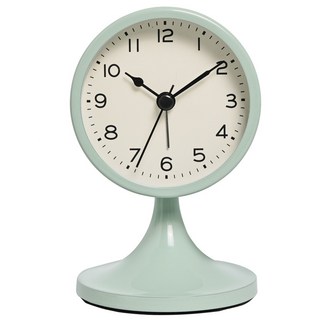COVERONE 노르딕 라운드 무음 탁상 알람 시계, 청록색8cm*12.6cm