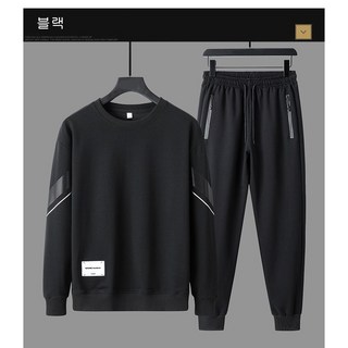 THE G&G 남성 무지 트레이닝복 가을 라운드 츄리닝맨투맨세트 운동복세트 상품 이미지