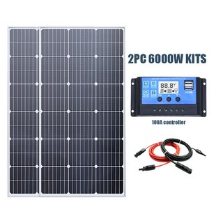 가정용 캠핑용 야외 태양 전지 패널 3000W 6000W 18V 12V 고효율 경질 방수 보조배터리 유리 충전, 4) 2PC 100A controller, 1개, 1개입