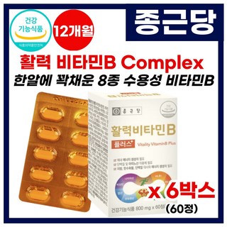 비타민b 영양제 가족용 멀티 비타민비 건강 기능 식품 종합 비타민B 비타민 비타민b vitamin b 멀티 비타민비 추천, 6박스, 60회분 대표 이미지 - 피로회복제 추천