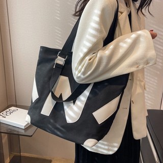 에쉬울프 바닥이 단단한 캔버스 쇼퍼백 지퍼 에코백 상품 이미지