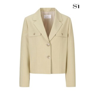 씨 투버튼 크롭 자켓 멜란지옐로우 SGJAC2119