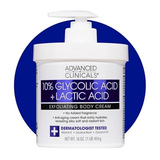 Advanced Clinicals 10% 글리콜산 + 젖산 로션 각질 제거 모이스처라이징 크림 히알루론산 모이스처라이저 포함 | AHA 바디 크림은 고르지 않은 거친 피부 질